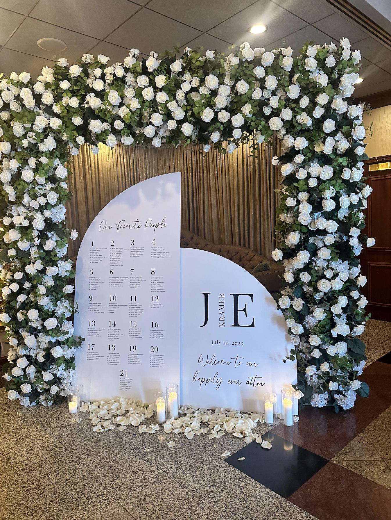 Arch Wedding Seating Chart Sign: Custom Foam Board Welcome Sign