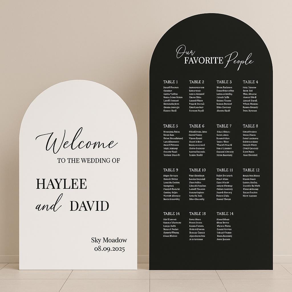 Large Foam Wedding Sign, Arch or Rectangle, Custom Printed
