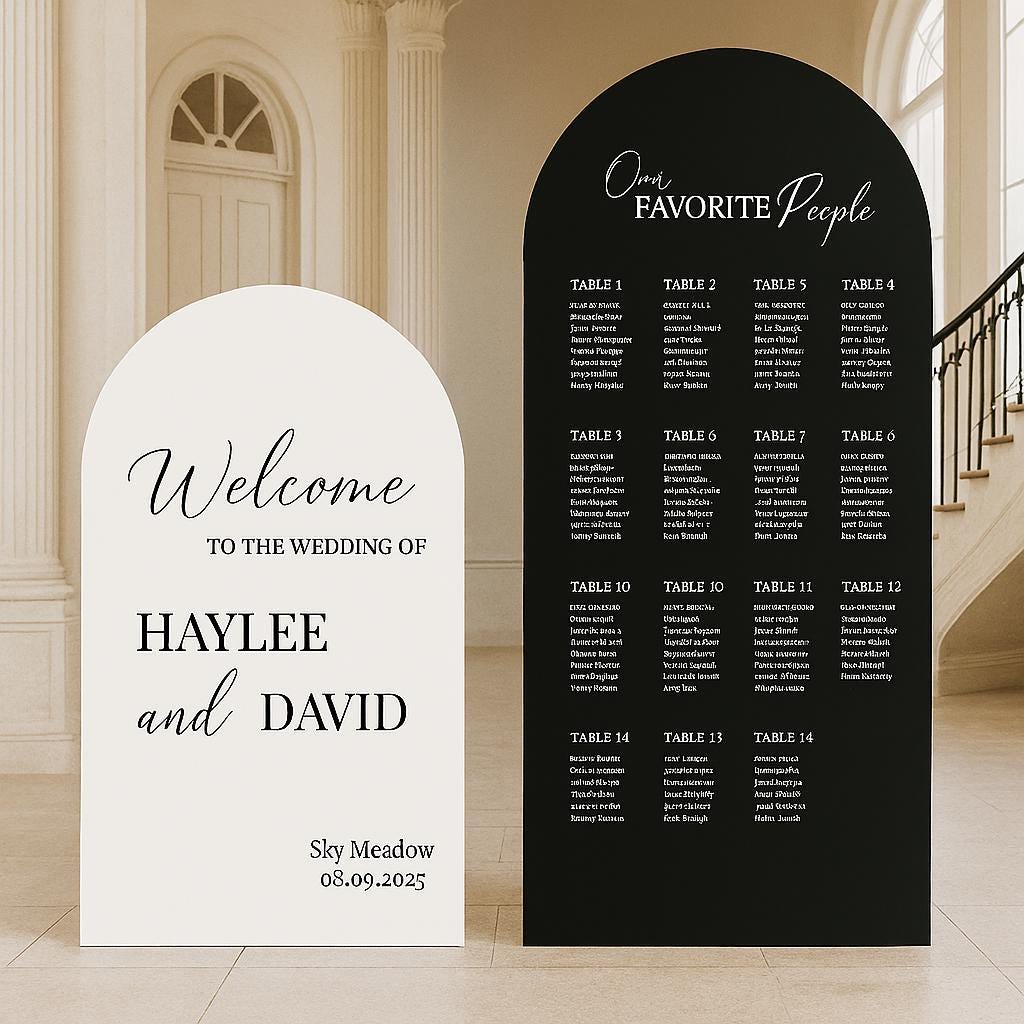 Arch Wedding Seating Chart, Custom Foam Board, Indoor Use
