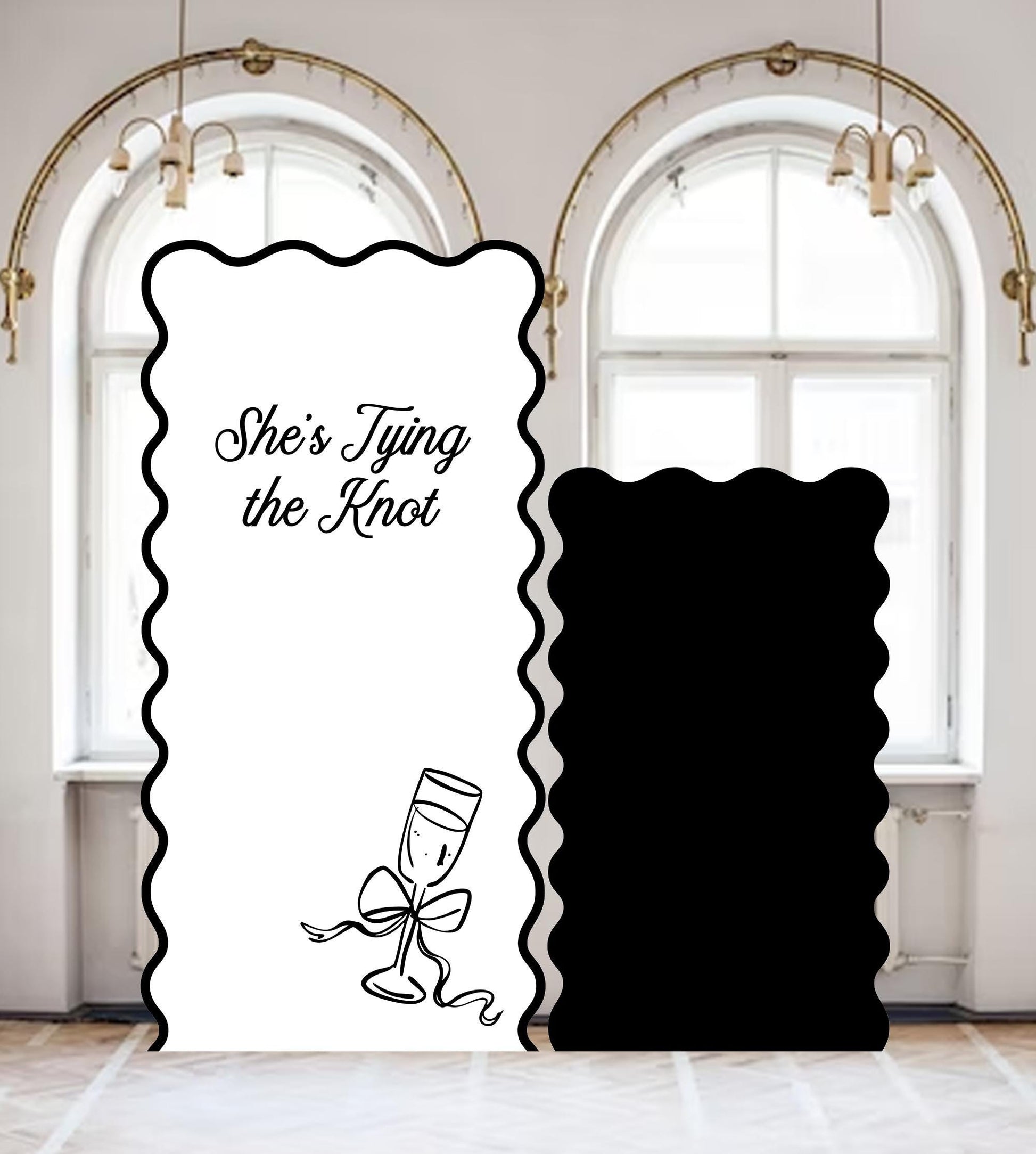 Wavy Bridal Shower Backdrop, Modern Engagement Party Decor, Custom Foam Board