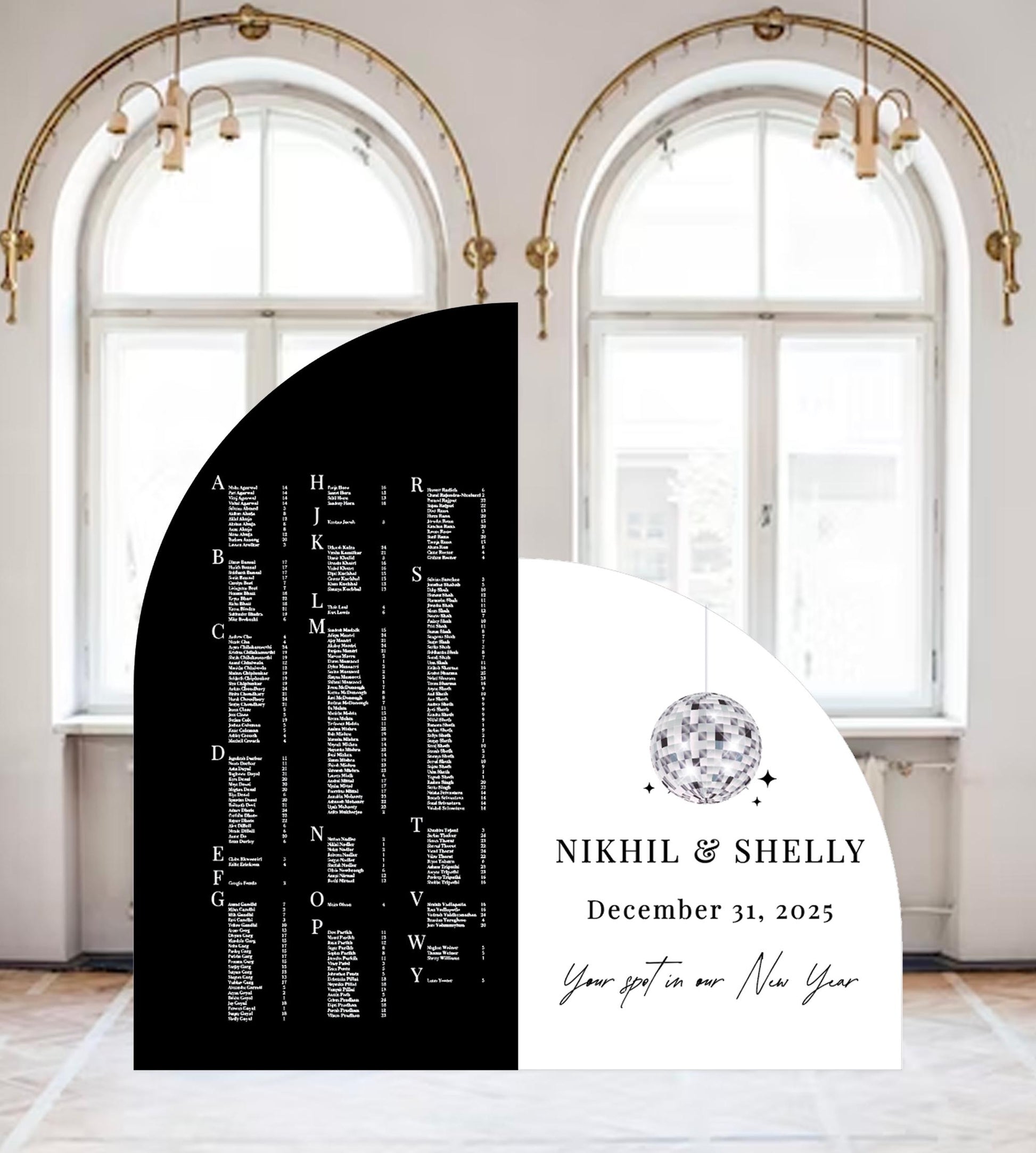 New Year's Eve Disco Wedding Seating Chart & Welcome Sign
