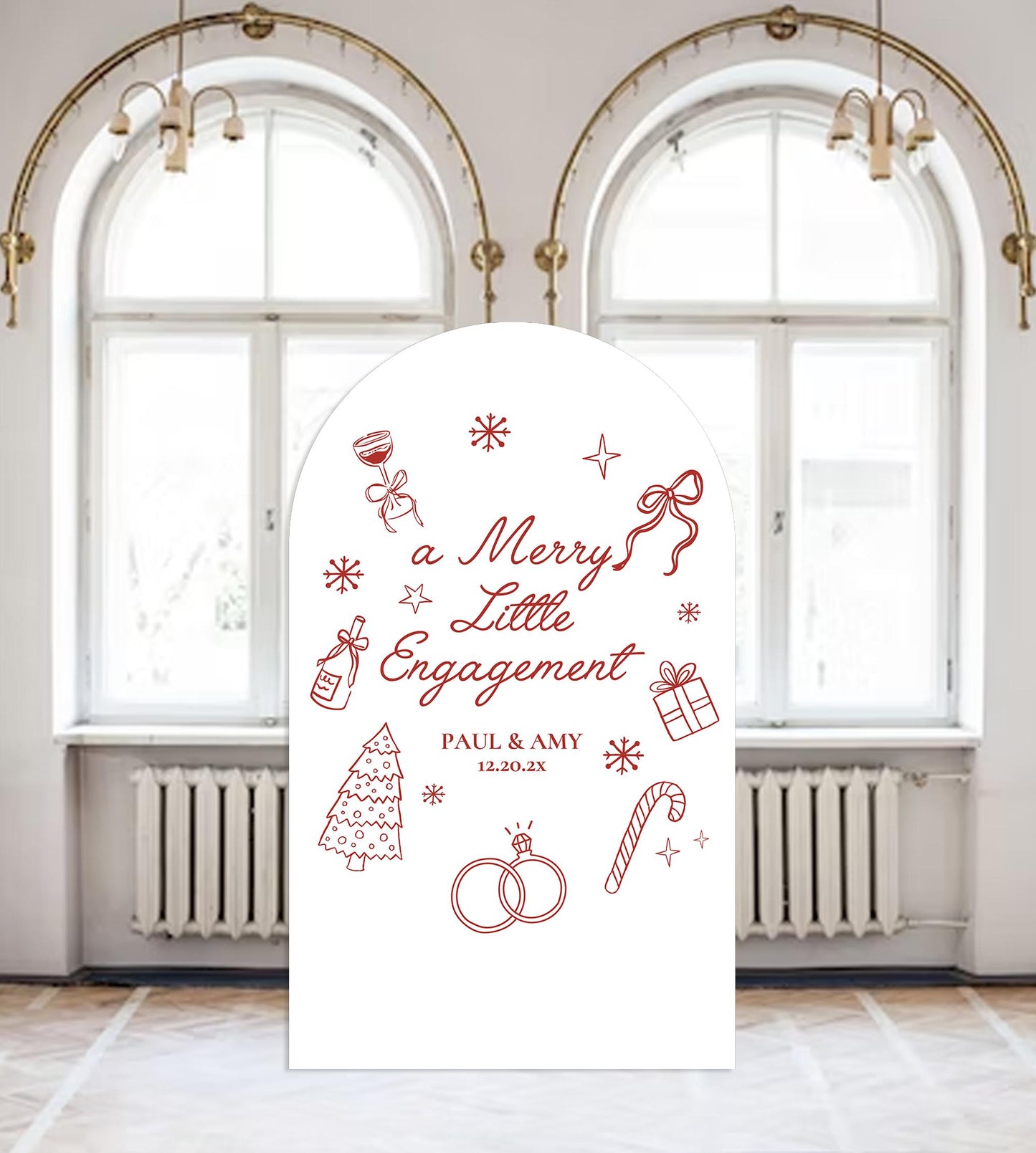 Merry and Married Wedding Sign,Christmas Engagement Welcome Sign,Holiday Arch Large Sign Decor Fully Customizable Any text and colors
