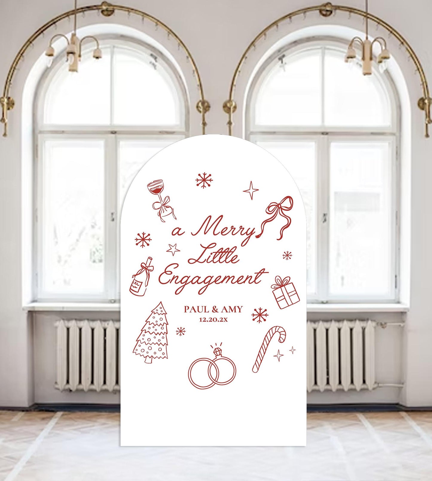 Merry and Engaged Party Sign,Christmas Engagement Welcome Sign,Holiday Arch Large Sign Decor Fully Customizable Any text and colors