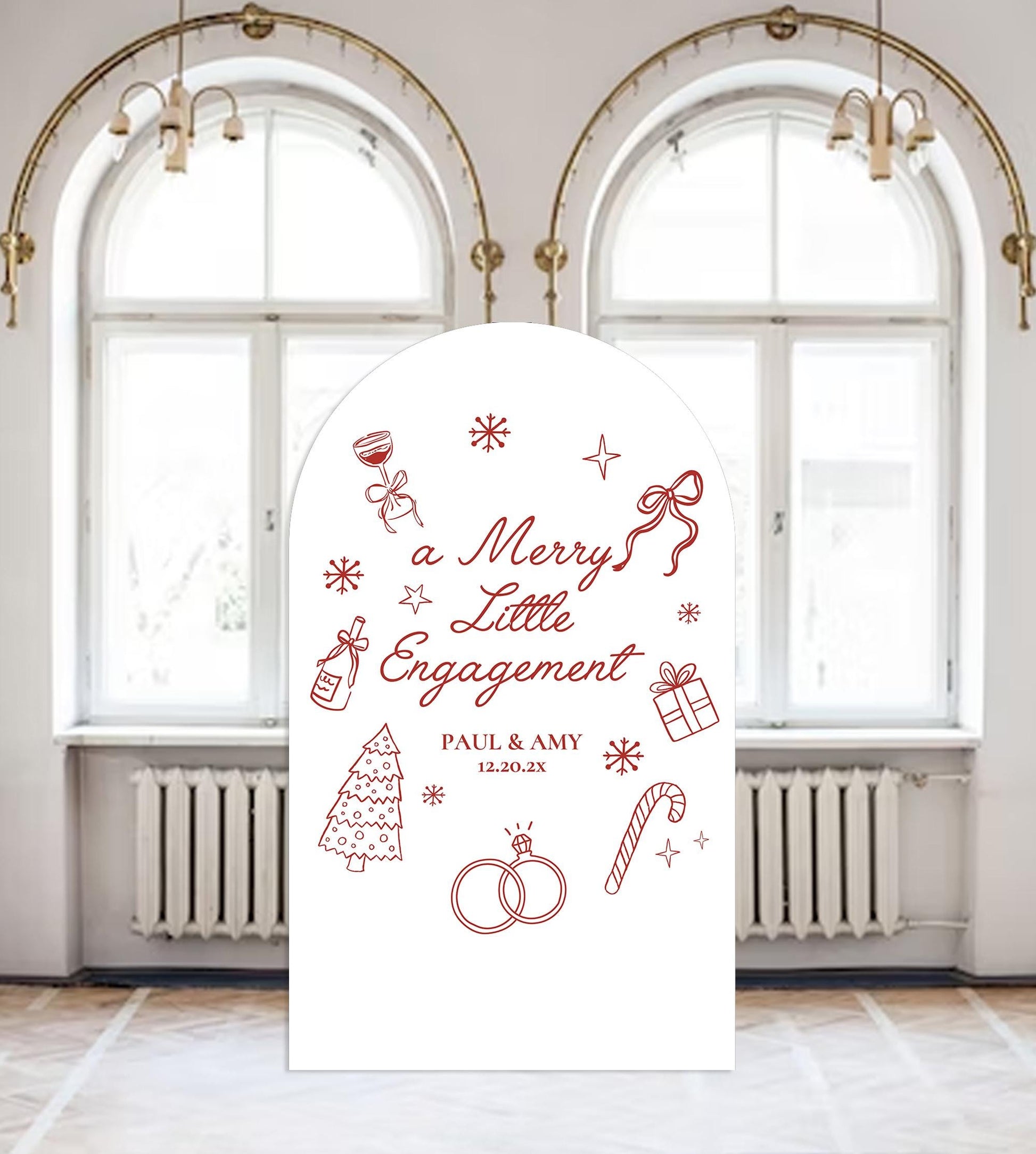 Merry Little Engagement Party Sign, Christmas Engagement Welcome Sign, Holiday Arch Large Sign Decor Fully Customizable Any text and colors