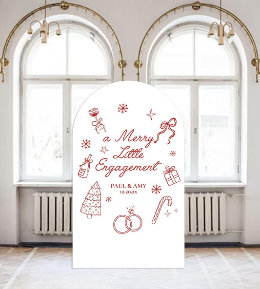 Merry Little Engagement Party Sign, Christmas Engagement Welcome Sign, Holiday Arch Large Sign Decor Fully Customizable Any text and colors