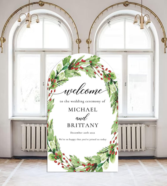 Merry and Married Wedding Sign,Christmas Engagement Welcome Sign,Holiday Arch Large Sign Decor Fully Customizable Any text and colors