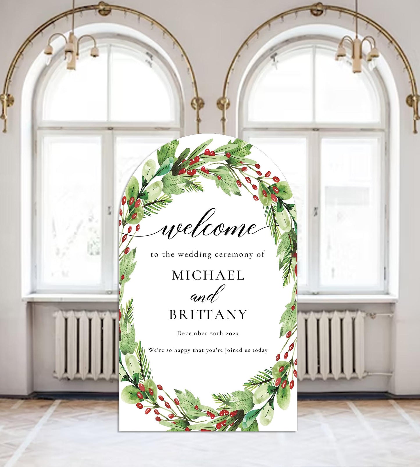 Merry Little Engagement Party Sign, Christmas Engagement Welcome Sign, Holiday Arch Large Sign Decor Fully Customizable Any text and colors