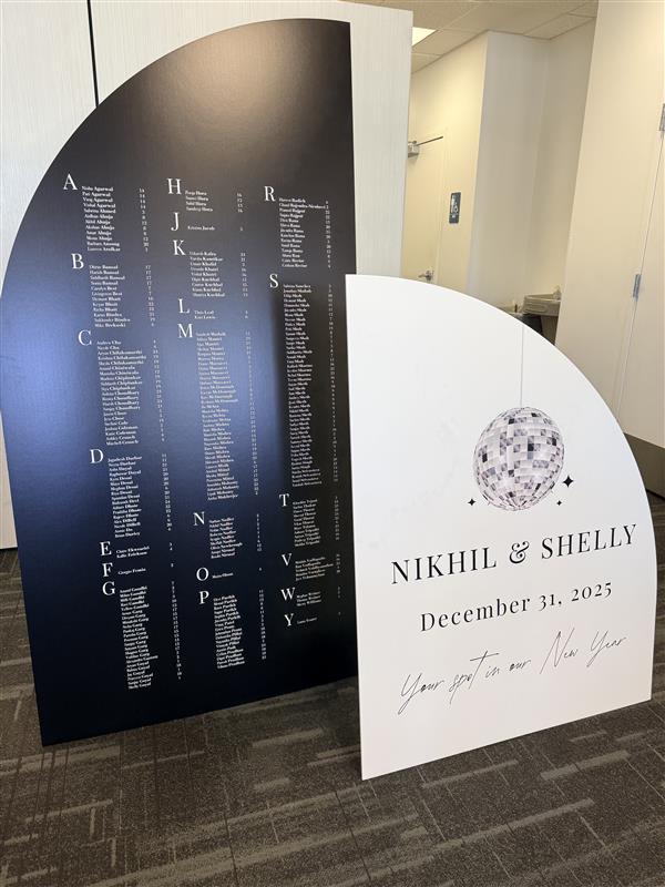 New Year's Eve Disco Wedding Seating Chart & Welcome Sign