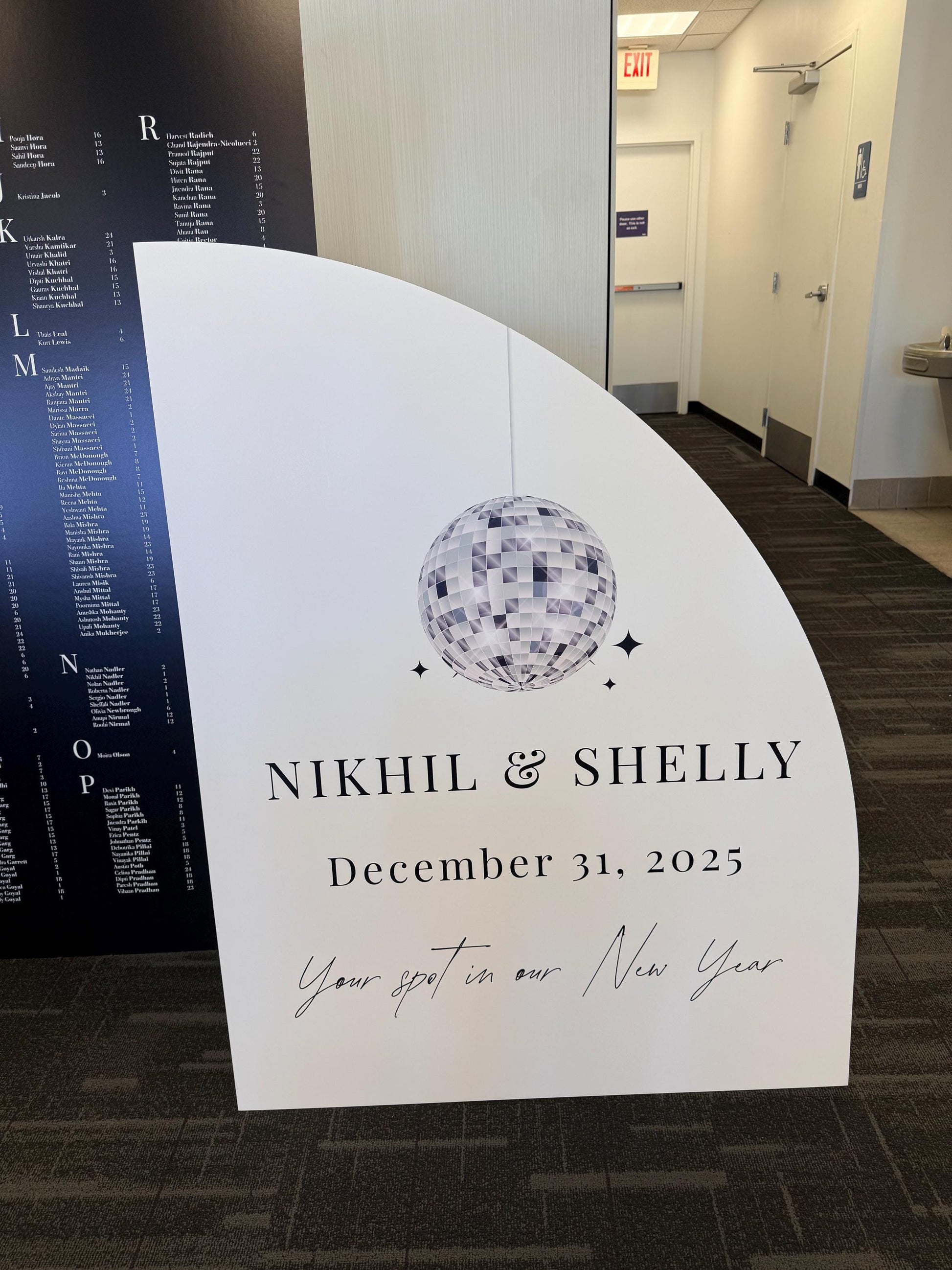 New Year's Eve Disco Wedding Seating Chart & Welcome Sign