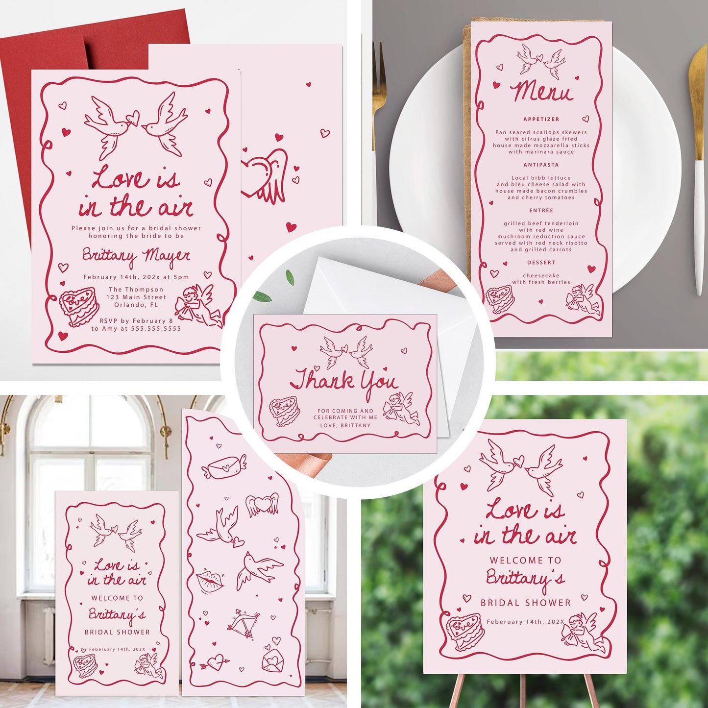 Love is in the air Bridal Shower Invitation | Valentine’s Day Bridal Shower Invite | Love Theme Invitation | Red Heart Bridal Invite