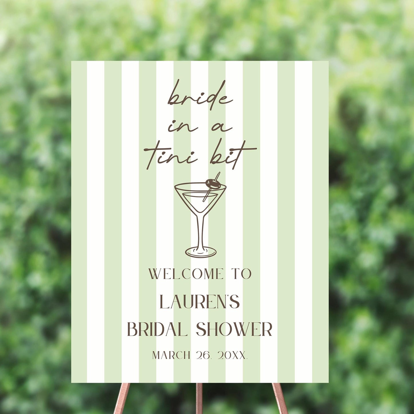 Martini Bridal Shower Invitation | Bride in a TINI bit, Mint Green