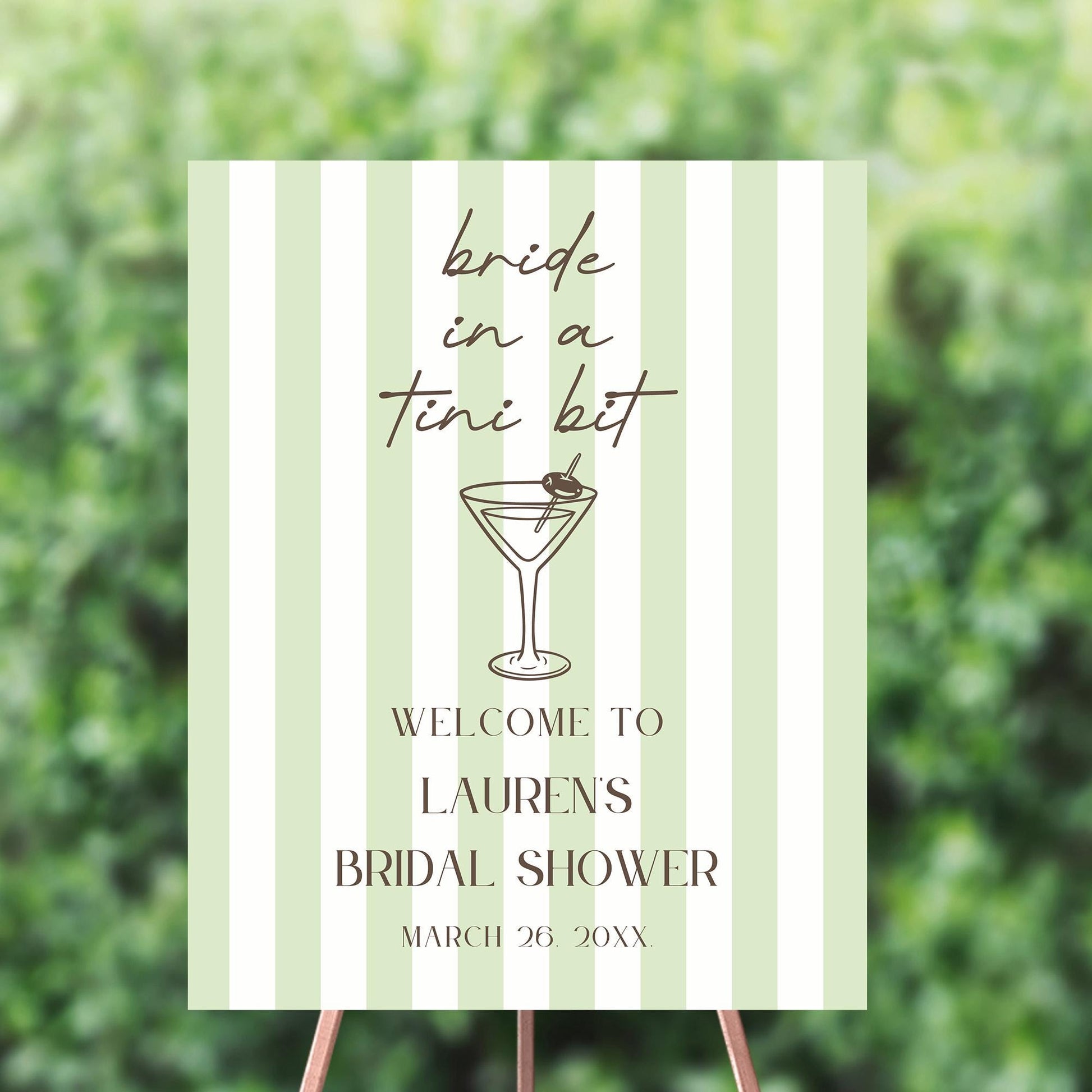 Martini Bridal Shower Invitation | Bride in a TINI bit, Mint Green