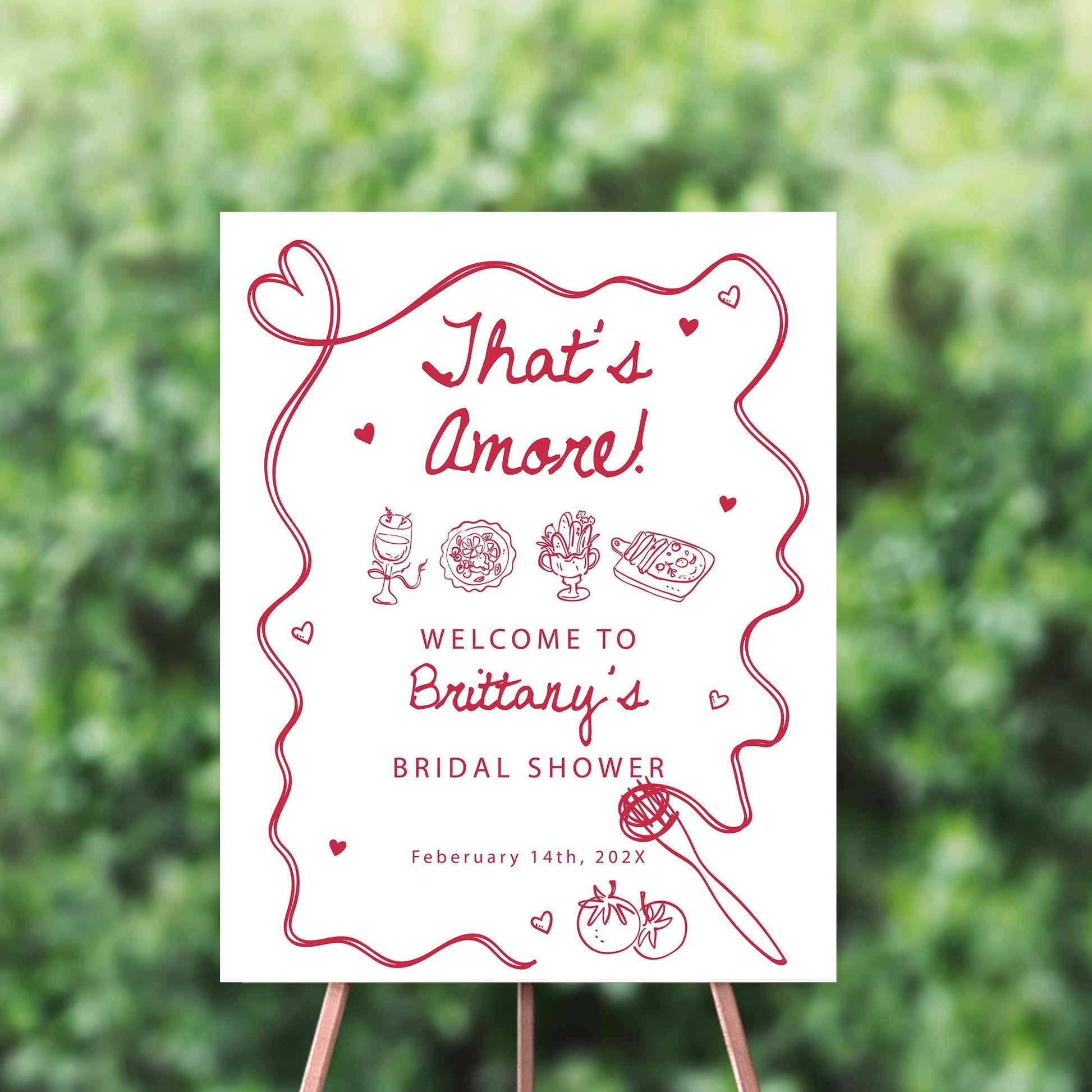 That’s Amore Small Welcome Sign | Valentine’s Day Bridal Shower Welcome | Italian Love Theme Party Sign | Red Heart Decor