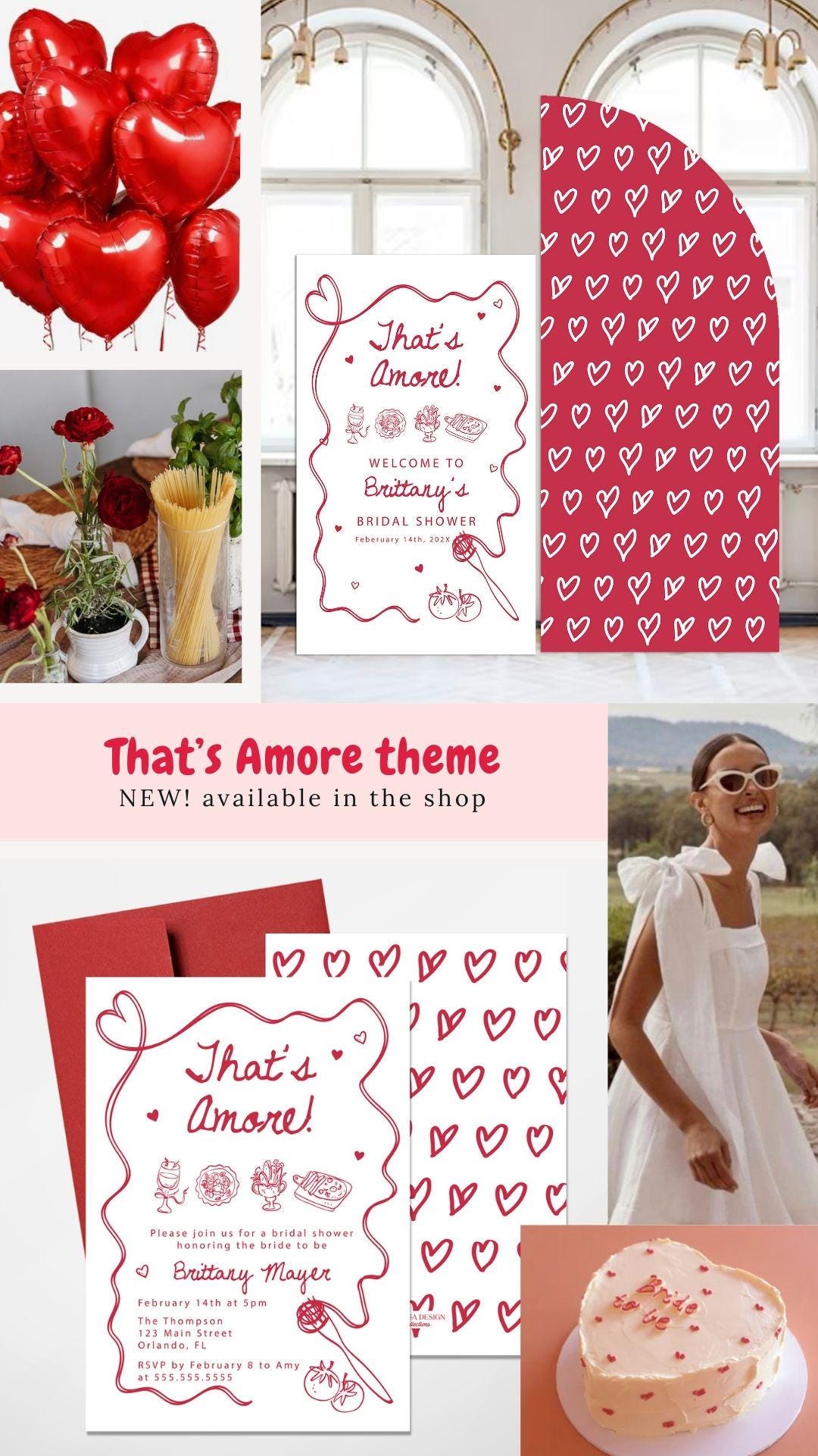 That’s Amore Bridal Shower Sign Welcome Sign Seating Chart matching Sign,Valentine’s Day Bridal Shower Decor Italian Love Theme Red Hearts