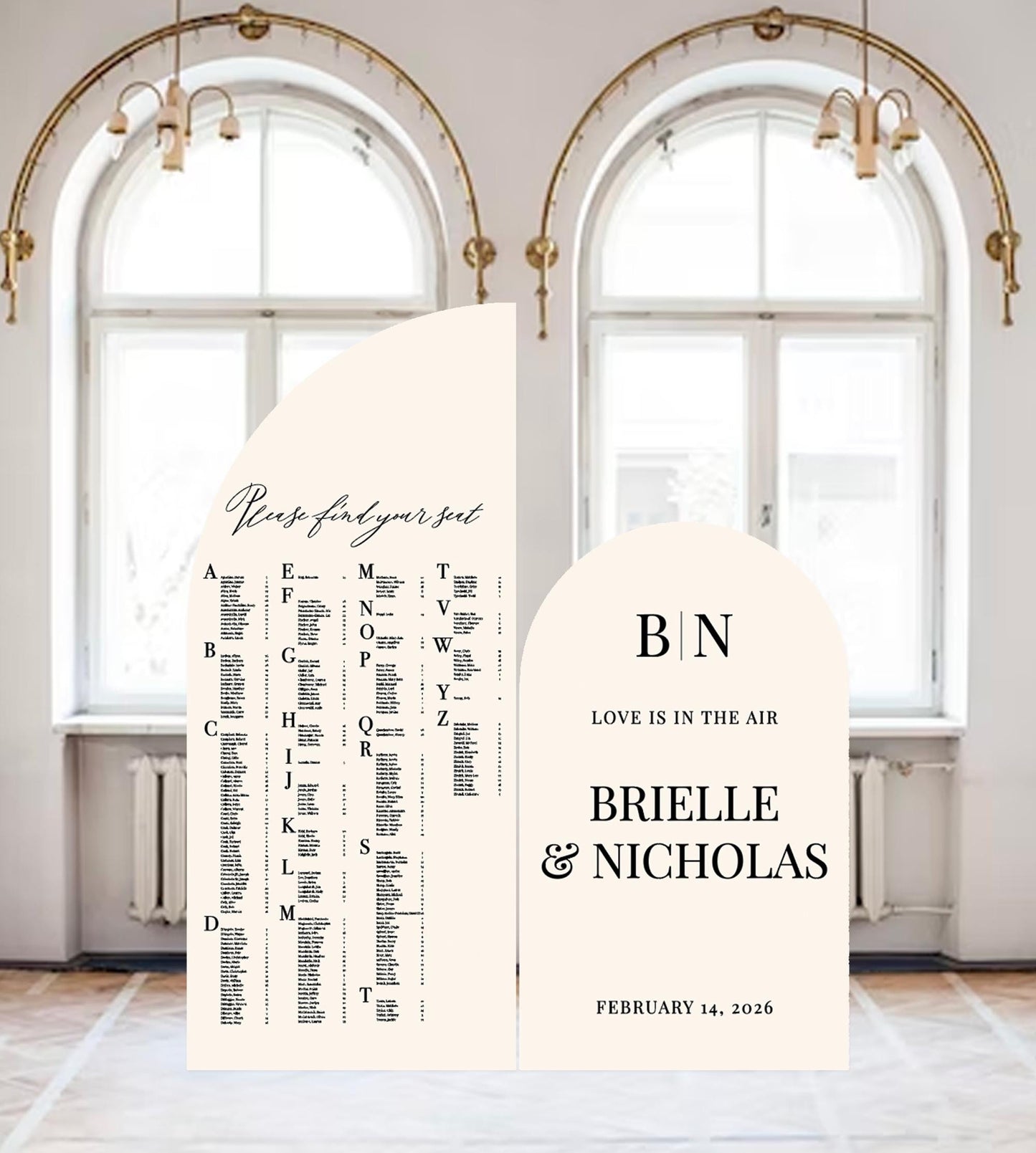 Arch Wedding Seating Chart Sign: Custom Foam Board Welcome Sign
