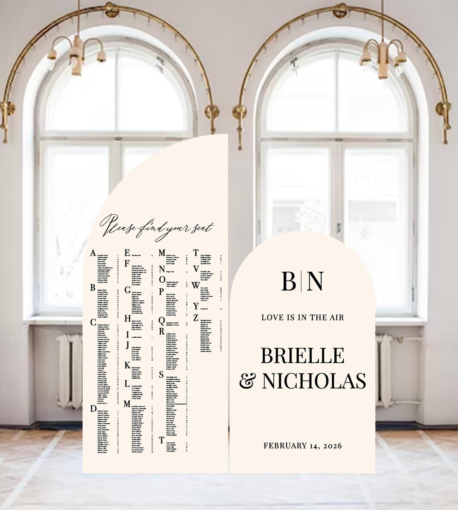 Arch Wedding Seating Chart Sign: Custom Foam Board Welcome Sign
