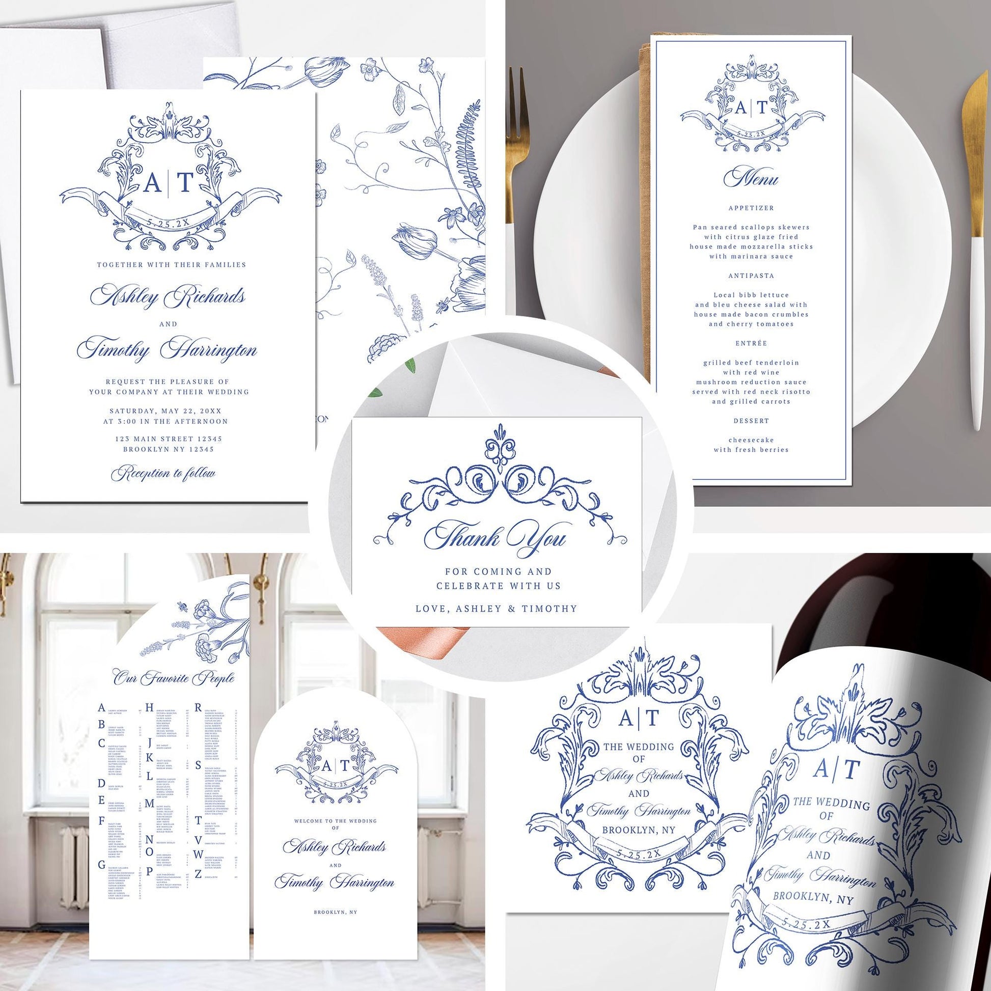 Chinoiserie Blue Wedding Seating Chart Arch Sign and Welcome Sign: Custom Large Foam Board