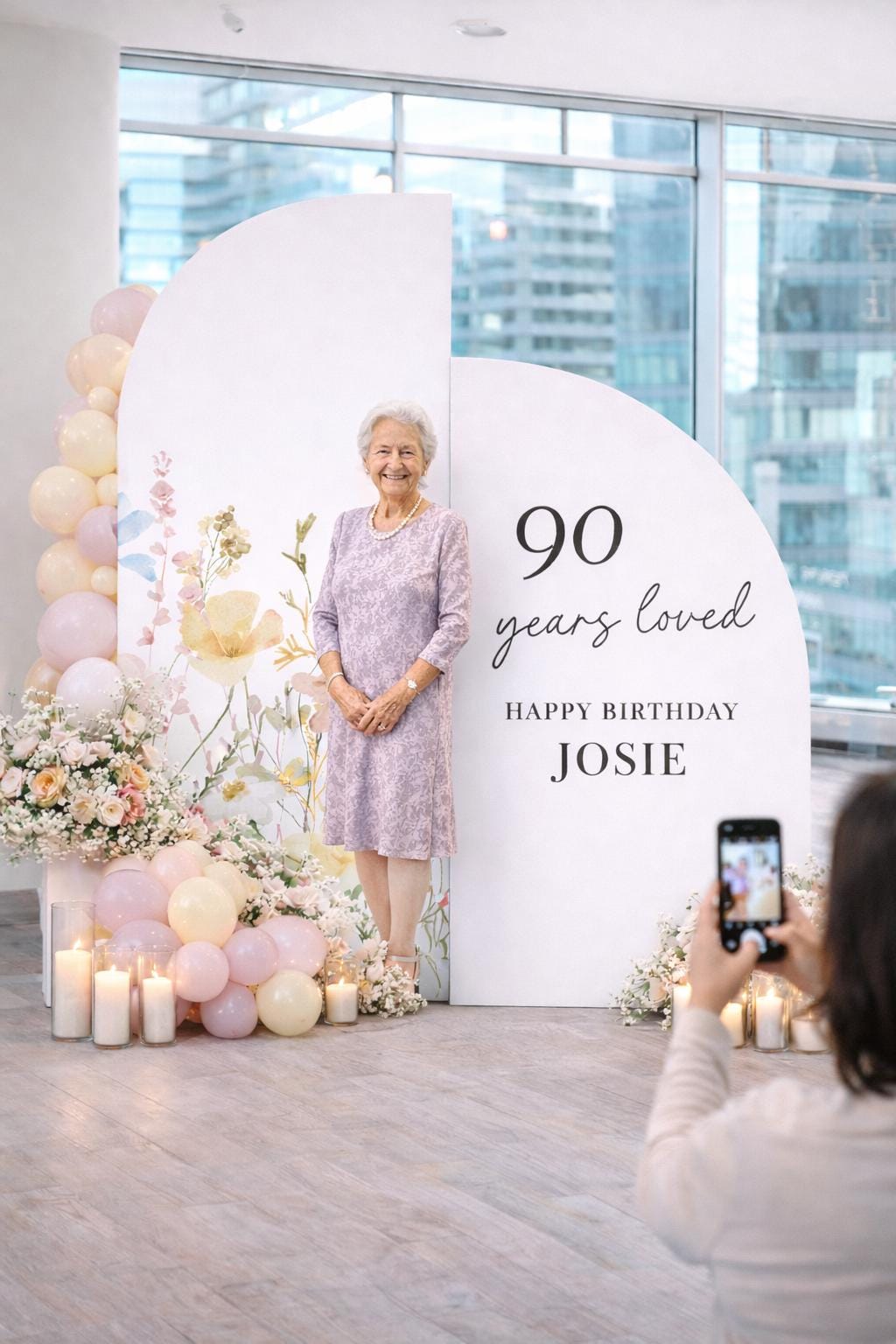 Custom Arch Birthday Backdrop, Floral Party Photo Prop
