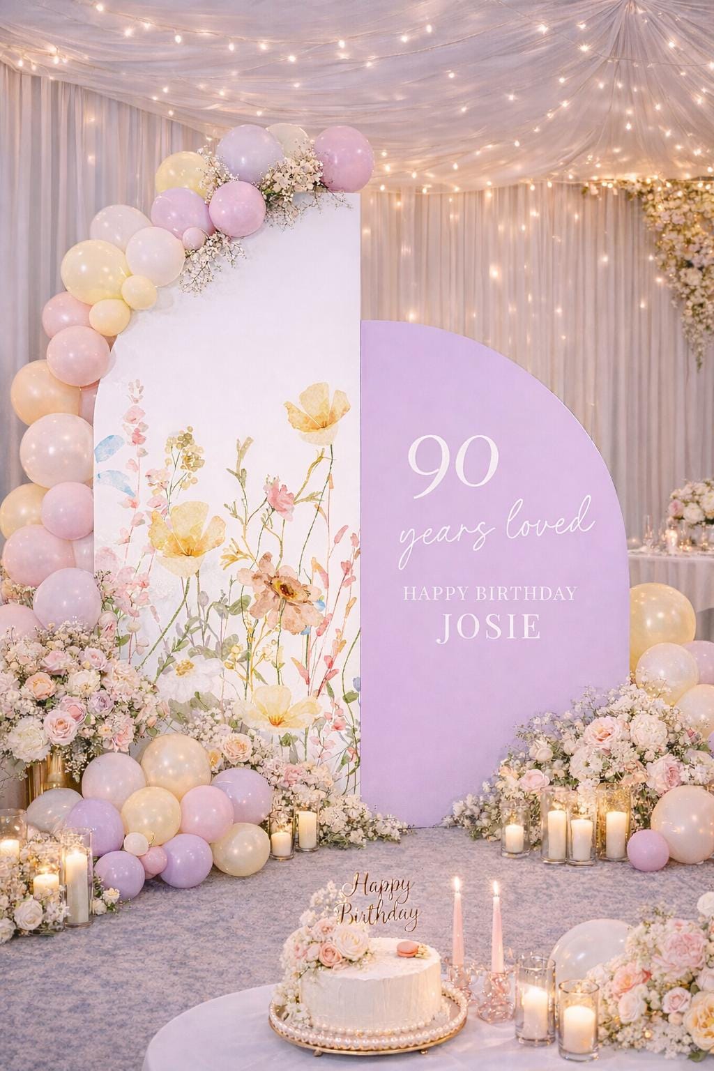 Custom Arch Birthday Backdrop, Floral Party Photo Prop