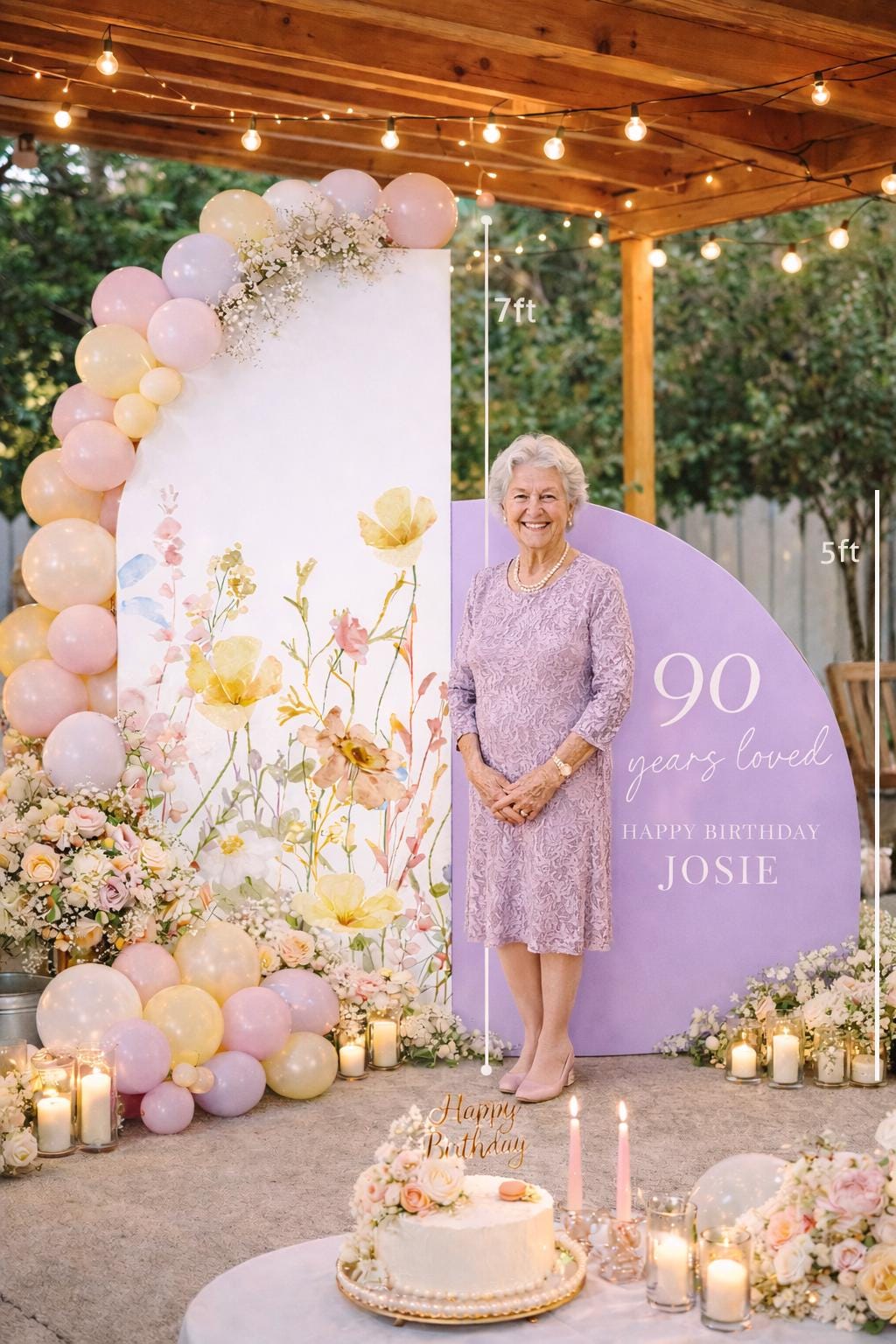 Custom Arch Birthday Backdrop, Floral Party Photo Prop
