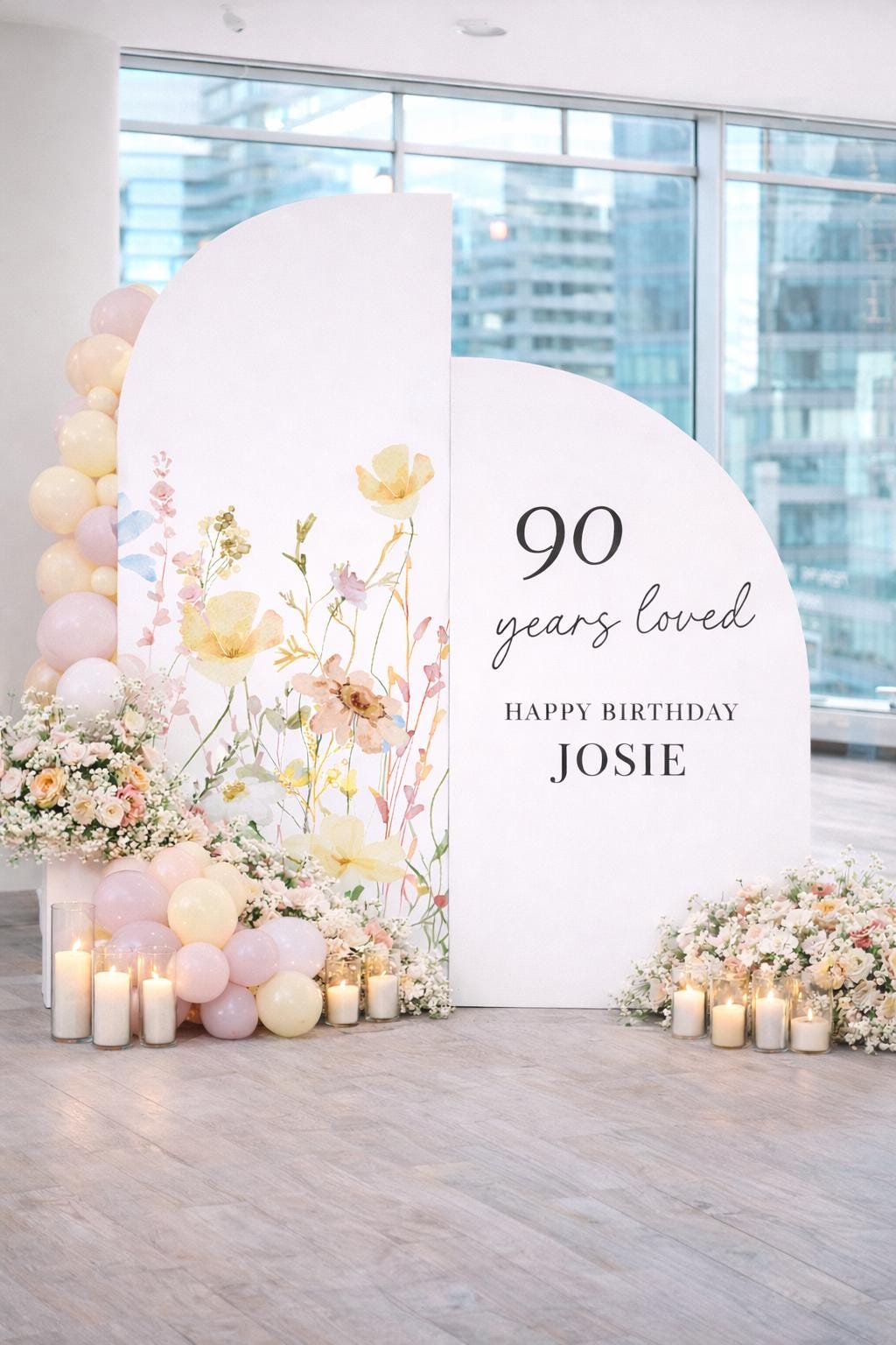 Custom Arch Birthday Backdrop, Floral Party Photo Prop
