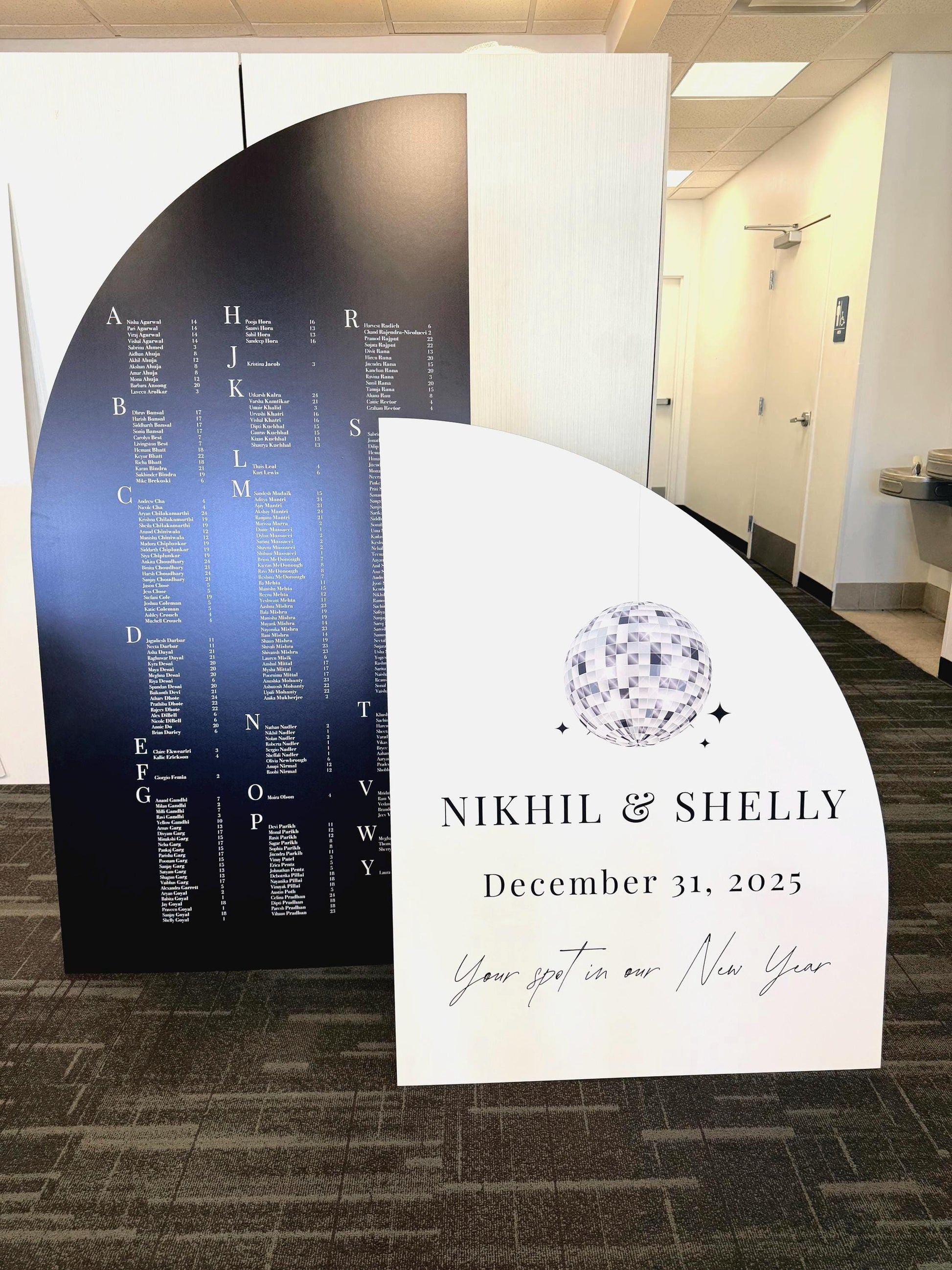 New Year's Eve Disco Wedding Seating Chart & Welcome Sign
