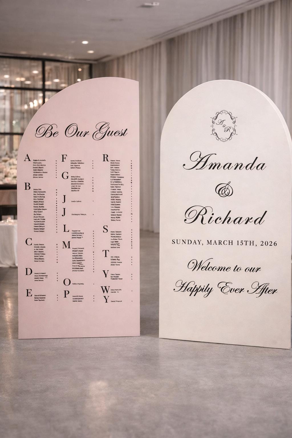 Arch Wedding Seating Chart, Custom Foam Board Sign with Easel