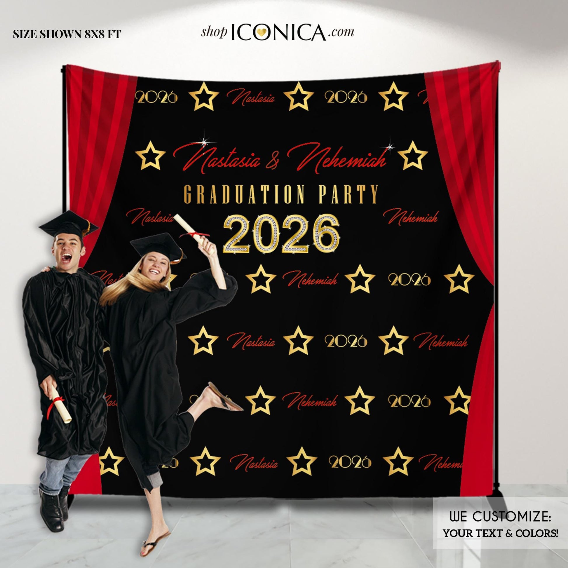 Personalized Hollywood Graduation Backdrop, Red Carpet Hollywood Theme