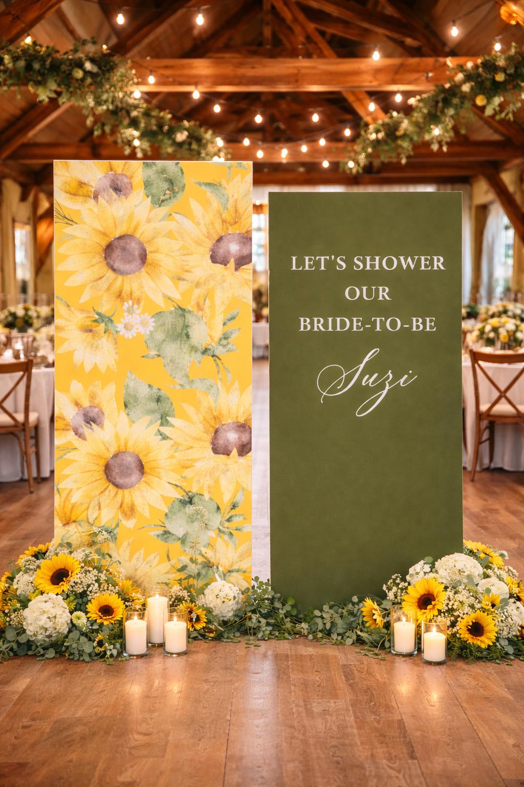 Bridal Shower Sunflower Backdrop, Welcome Sign Bride to Be Decor