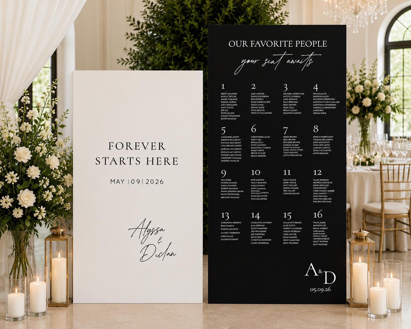Arched Wedding Seating Chart, Custom Foam Board Sign with Easel