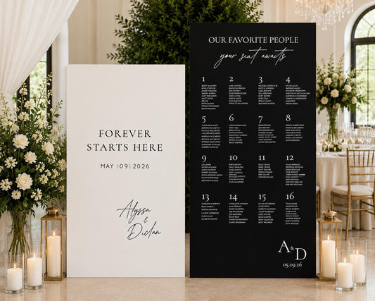 Wedding Seating Chart Sign, Large Foam Board Entrance Decor, Custom Text Colors