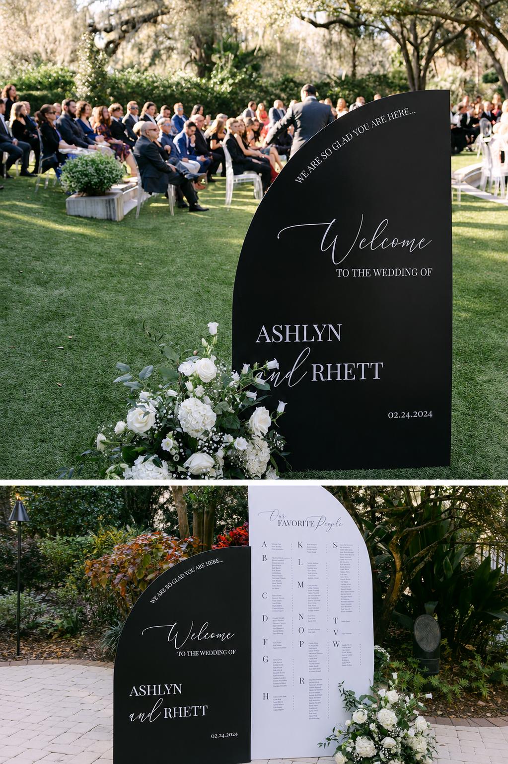 Arch Wedding Seating Chart, Custom Foam Board Sign with Easel