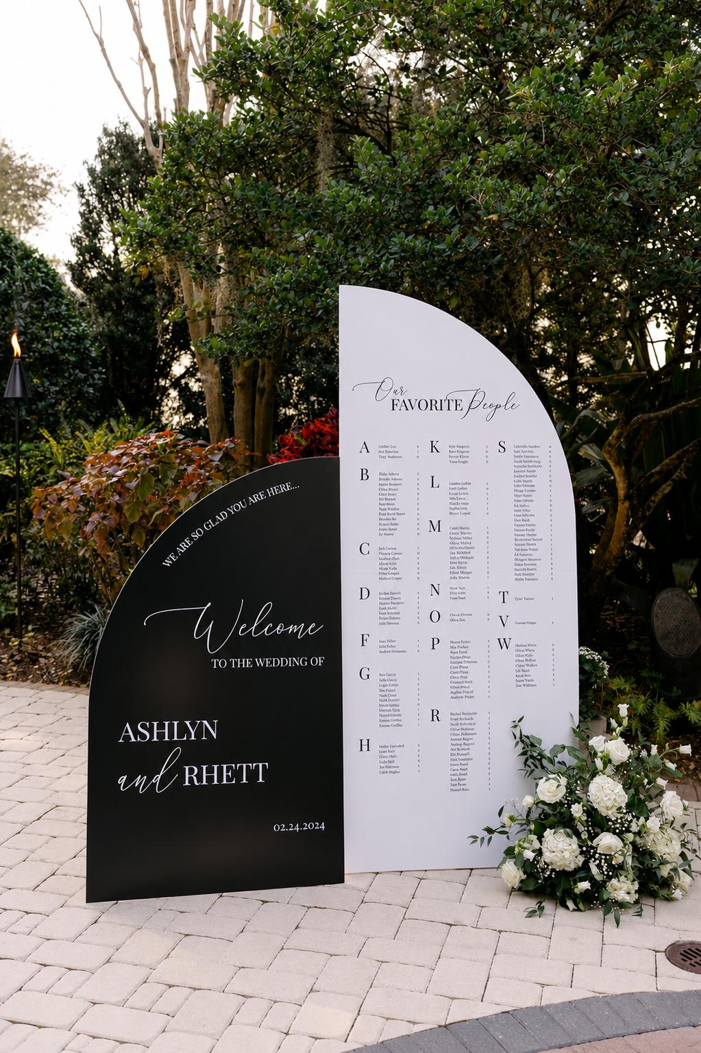Arch Wedding Seating Chart, Custom Foam Board Sign with Easel