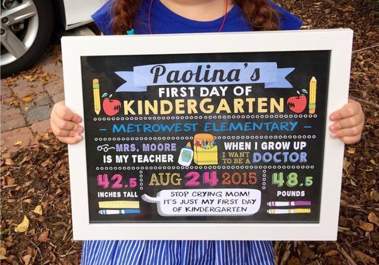 Personalized First Day of School Chalkboard Sign, Any Grade
