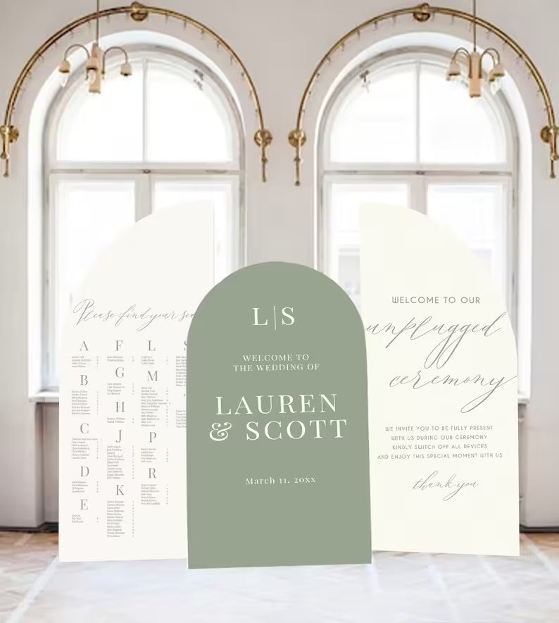 Arch Wedding Entrance Sign — Large Foam Board Seating Chart