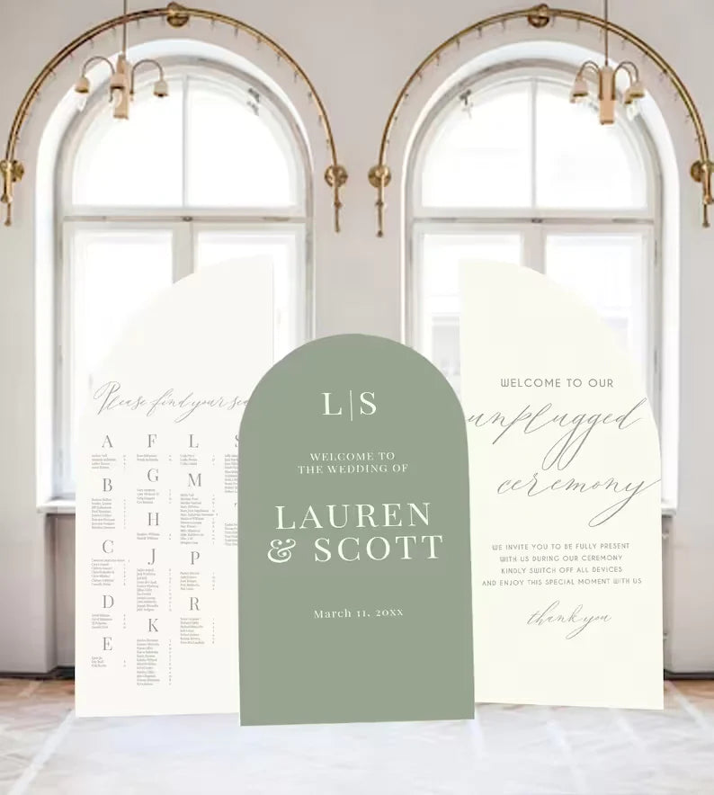 Arch Wedding Seating Chart Sign — Large Foam Board Display