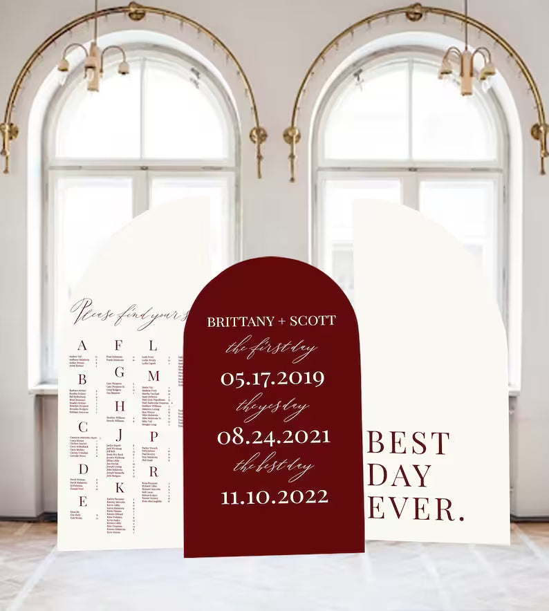 Large Wedding Seating Chart Arch Seating Chart Arched Panel with easel Entrance Sign Foam Board Custom text, color, Light Weight Indoor use