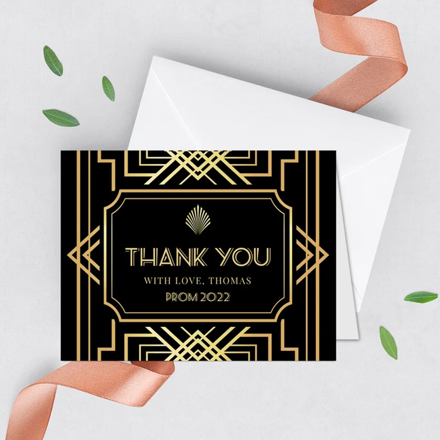 Roaring 20s theme Thank You Cards set Of 10 A2 Folded Cards Printed, Party like its 1920 Great Gatsby Cards,White A2 Envelopes Included