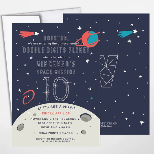 Double Digits Birthday invitation Galaxy birthday invitation Big 10 Birthday any age Space theme Invite Outer Space invite Galactic Party