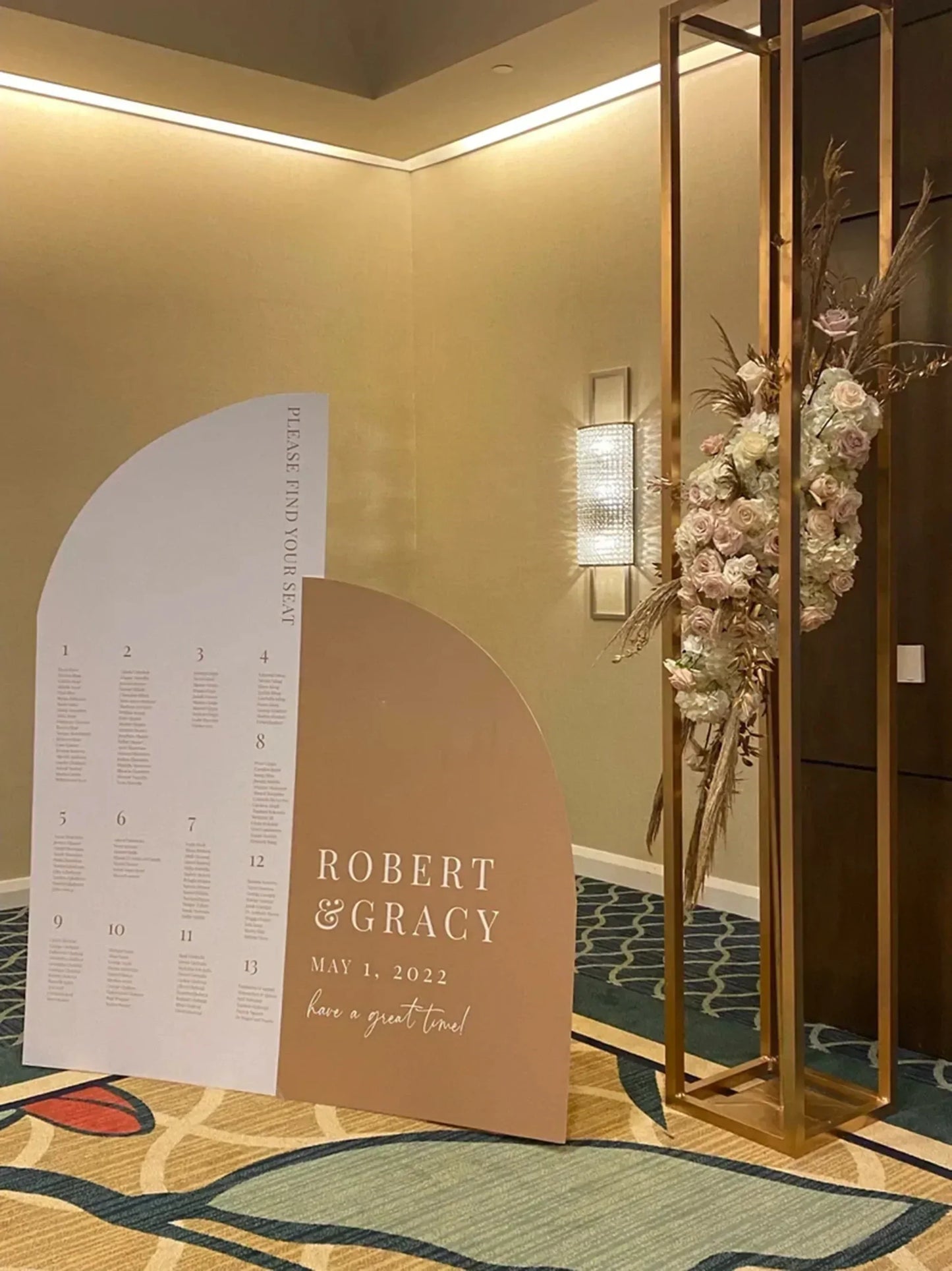 Arch Seating Chart welcome Sign Wedding Baby Shower or Bridal, any type of event, Arched Panel with easel Entrance Sign Foam Board