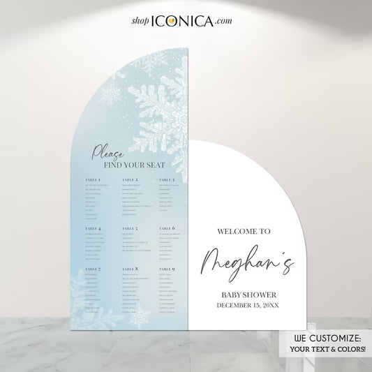 Arch Backdrop Winter Wonderland Backdrop Arch welcome Sign Wedding Bridal Shower,Engagement Party, any event,Custom Entrance Sign with easel