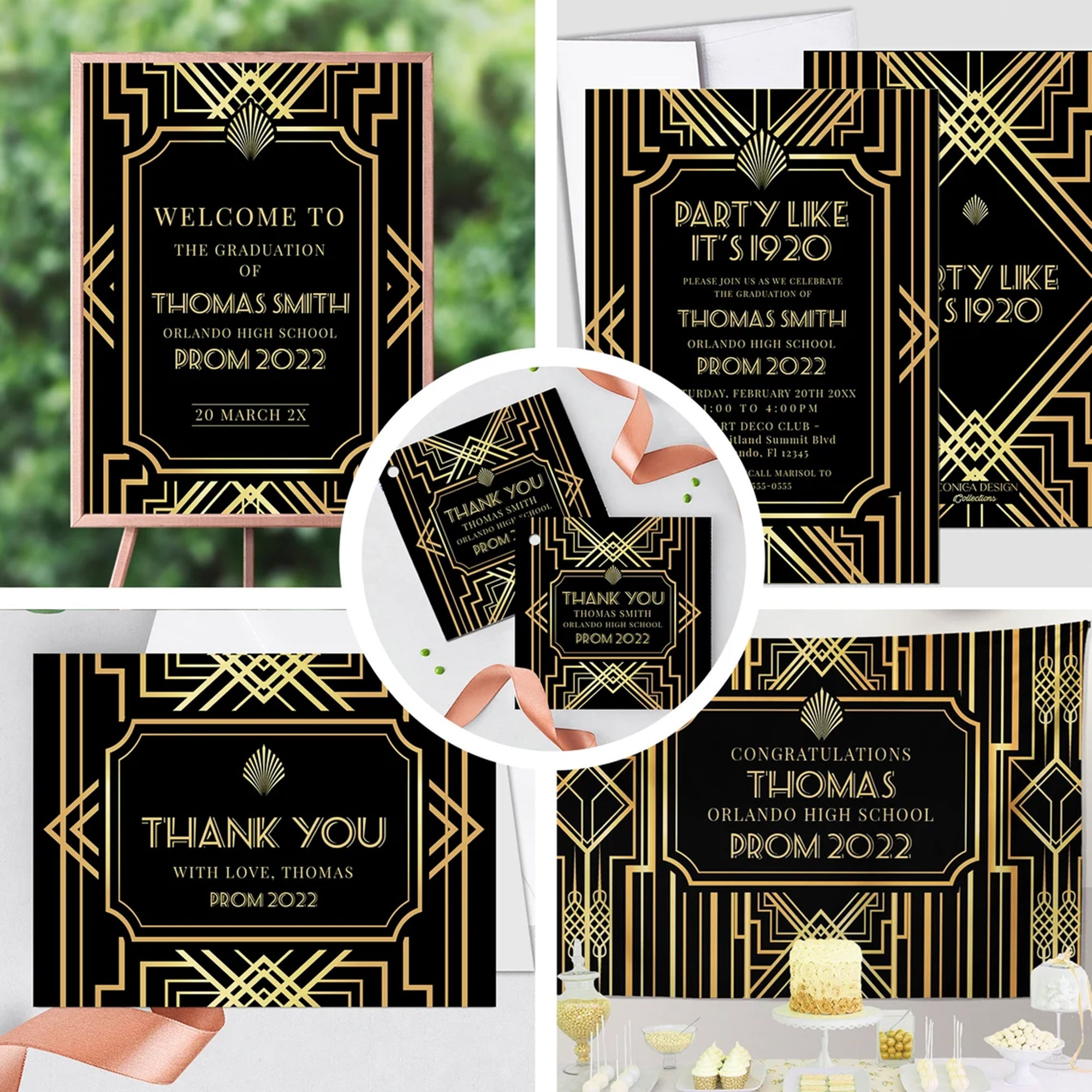 Roaring 20s Invitation and Decorations for Graduation, Great
