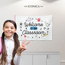 Load image into Gallery viewer, Welcome to our Classroom Banner Personalized, School Back to School Sign, First Day of School Banner, First Day of School Photo Props
