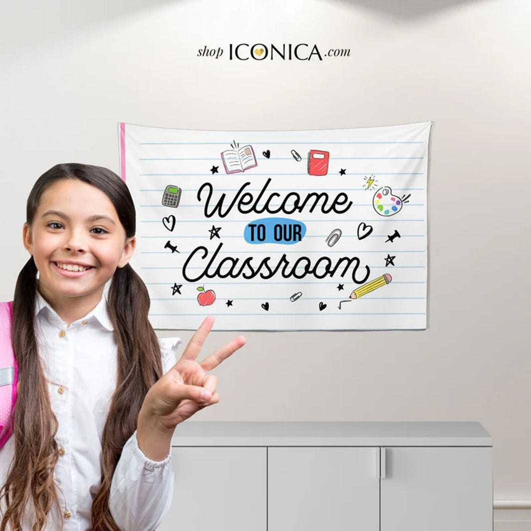 Welcome to our Classroom Banner Personalized, School Back to School Sign, First Day of School Banner, First Day of School Photo Props