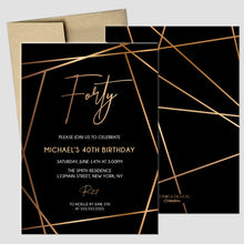 Load image into Gallery viewer, Modern Birthday invitation Milestone 40th Birthday Card or Any age Geometric Birthday invitation printed
