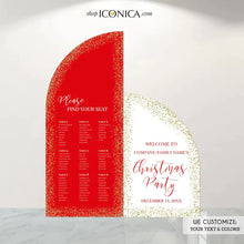 Load image into Gallery viewer, Arch Seating Chart Christmas Party Wedding Arch welcome Sign Custom Entrance Sign with easel Bridal Shower,Engagement Party or any event
