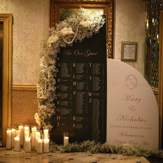 Arch Seating Chart Large Wedding Seating Chart Arched Panel with easel Entrance Sign Foam Board Custom text, color, Light Weight Indoor use