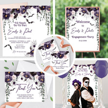 Load image into Gallery viewer, Till Death Do Us Part Gothic Invitation, Halloween Engagement Party Invitations, Halloween Party Cards and Decorations
