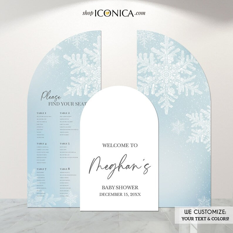 Arch Backdrop Winter Wonderland Backdrop Arch welcome Sign Wedding Bridal Shower,Engagement Party, any event,Custom Entrance Sign with easel