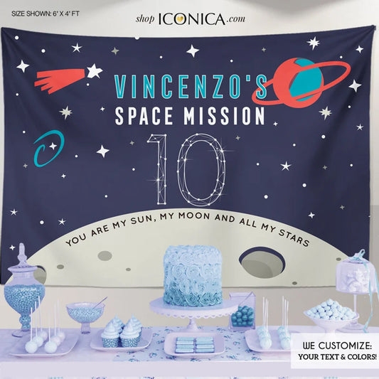 Double Digits Birthday Banner Galaxy birthday Banner Big 10 Birthday any age Space theme Decorations Outer Space Party Decor Galactic Party